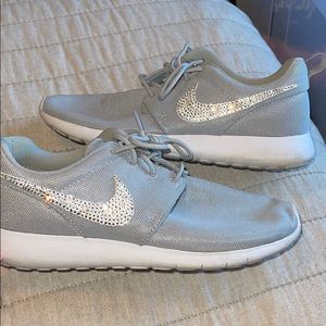 grey rhinestoned nikes